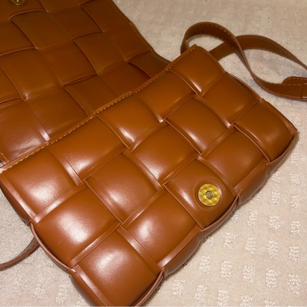 Amazon Brown Woven Leather Crossbody Bag - Picture 8 of 15